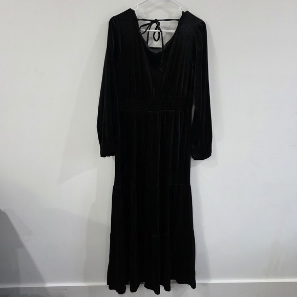 Knox Rose Womens Maxi Dress Size Medium Velvet Black Tiered Whimsigoth - Picture 4 of 9